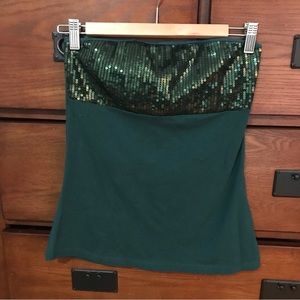 Womens Size Medium Forest Green Sparkle Tube Top, NEW Urban Behavior